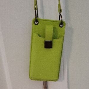 Lime Green Crossbody Phone/ Card Holder With Back Pocket